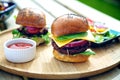 Two Burgers outside Royalty Free Stock Photo