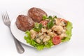 Two Burgers with Potato Salad Royalty Free Stock Photo