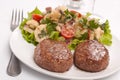 Two Burgers with Potato Salad Royalty Free Stock Photo