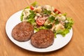 Two Burgers with Potato Salad Royalty Free Stock Photo