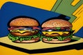 Two burgers - Vintage style Royalty Free Stock Photo