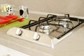 Two-burner gas cooker built into the countertop Royalty Free Stock Photo