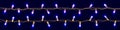 two burning garlands of lamps in blue tones Royalty Free Stock Photo