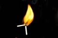 Two burning matchsticks Royalty Free Stock Photo