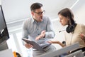 Two business colleagues having disagreement and conflict in office. Royalty Free Stock Photo