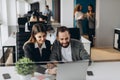 Two business colleagues at meeting in modern office interior Royalty Free Stock Photo