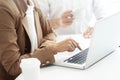 Two business executives friendship at a cafe or working space and discussing a project Royalty Free Stock Photo