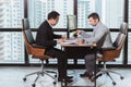 Two business man join working discussion together. executive talking consult with manager at office desk Royalty Free Stock Photo