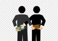 Two business man paying money to corruption deal vector isolated on transparency background Royalty Free Stock Photo