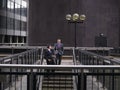 Two business men descending steps Royalty Free Stock Photo