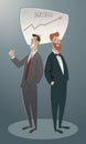 Two business men proud of their success. Cartoon retro style