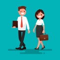 Two business partner go together. Vector illustration