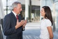 Two business people discussing outdoor Royalty Free Stock Photo