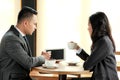 Two business people meeting during coffee break Royalty Free Stock Photo