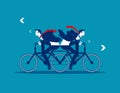 Two Business person riding the same bike in opposite directions. Concept business vector illustration. Flat design style Royalty Free Stock Photo