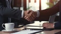 Corporate Handshake: Sealing a Deal Between Business Professionals. Generative AI Royalty Free Stock Photo