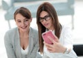 Two business women taking selfies in the office Royalty Free Stock Photo