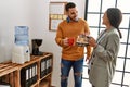 Two business workers relaxed drinking coffee at the office Royalty Free Stock Photo