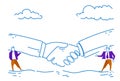 Two businessman communication business partnership agreement concept handshake background successful conversation sketch