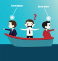Two Businessman with conflict thinking in boat