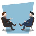 Two Businessman Getting Conversation Color Illustration