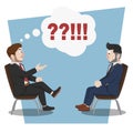 Two Businessman Getting Talks Question Color Illustration