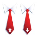 Two businessman neckties with arrow symbols.