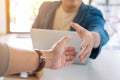 Businessman open hand to shaking hands Royalty Free Stock Photo