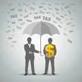Two businessman protected money from taxes Royalty Free Stock Photo