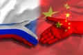 two businessman shake hands, china and russia,. Royalty Free Stock Photo