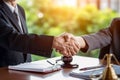 Two Businessman shaking hands at anoffice meeting closeup handshake friendly welcome introduction and greeting between two future Royalty Free Stock Photo