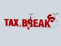 Two businessman stick figures breaking tax breaks. Royalty Free Stock Photo