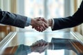 Two businessmen closing a deal with a firm handshake, business meeting image Royalty Free Stock Photo