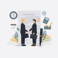 Two businessmen deal contract agreement concept vector illustration