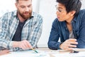 Two businessmen discussing business plan in office Royalty Free Stock Photo