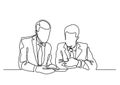 Two businessmen discussing - continuous line drawing