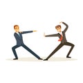 Two businessmen fighting, business competition vector Illustration