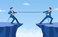 Two Businessmen Pulling Opposite Ends of Rope, Royalty Free Stock Photo