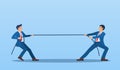 Two Businessmen Pulling Opposite Ends of Rope, Royalty Free Stock Photo