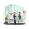 Two businessmen shake hands color flat illustration Royalty Free Stock Photo