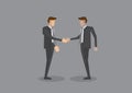 Two Businessmen Shaking Hands Full Body Vector Illustration