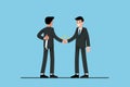 Two Businessmen standing and shake hands each other.