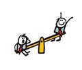 Two businessmen are swinging on the swing of success. Vector illustration of the winner and loser in finance and career Royalty Free Stock Photo