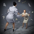Two businesswomen fighting as sumoist Royalty Free Stock Photo