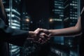 Two businesswomen handshake. Generative AI