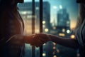 Two businesswomen handshake. Generative AI