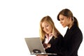 Two businesswomen and laptop Royalty Free Stock Photo