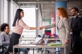 Two businesswomen shaking hands. Royalty Free Stock Photo