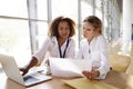 Two businesswomen working on a project using laptop Royalty Free Stock Photo