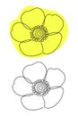 two buttercup flowers are drawn with one continuous black line Royalty Free Stock Photo